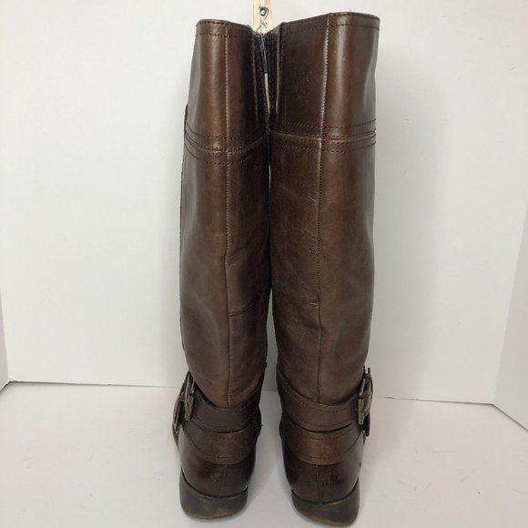 Nine West "Vashiza" Leather Riding Knee Tall MOTO Boot Quiet Luxury Country - Picture 10 of 16
